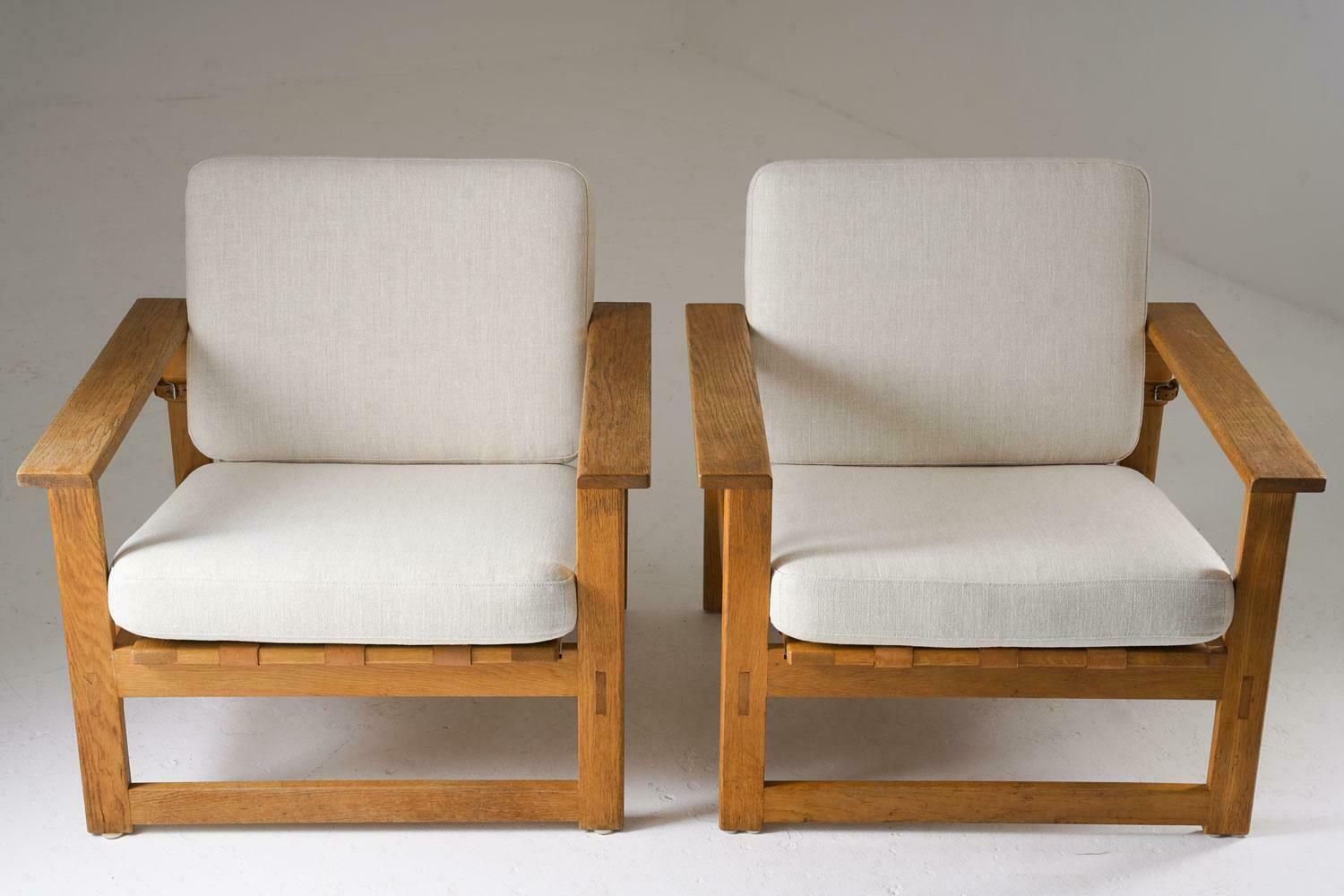 Scandinavian Midcentury Lounge Chairs In Oak And Leather By Nils Roth, 1960s photo Furniture