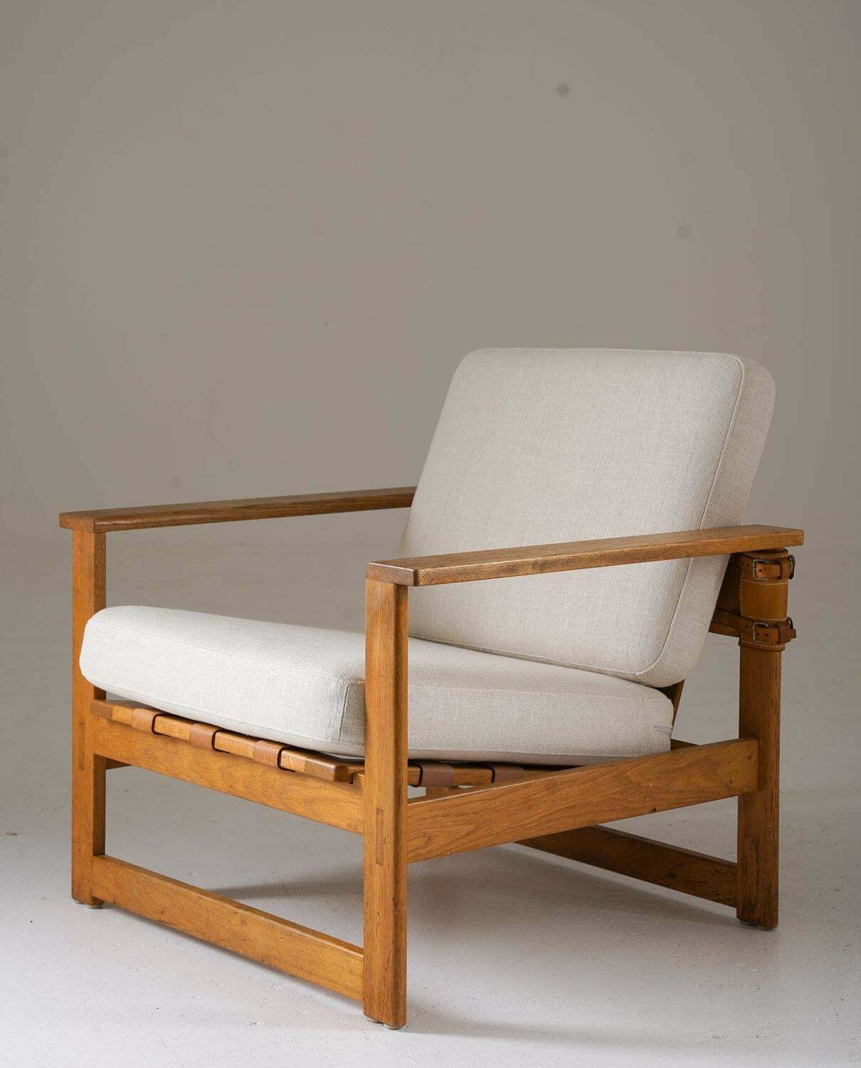 Scandinavian Midcentury Lounge Chairs In Oak And Leather By Nils Roth, 1960s photo 7349.0