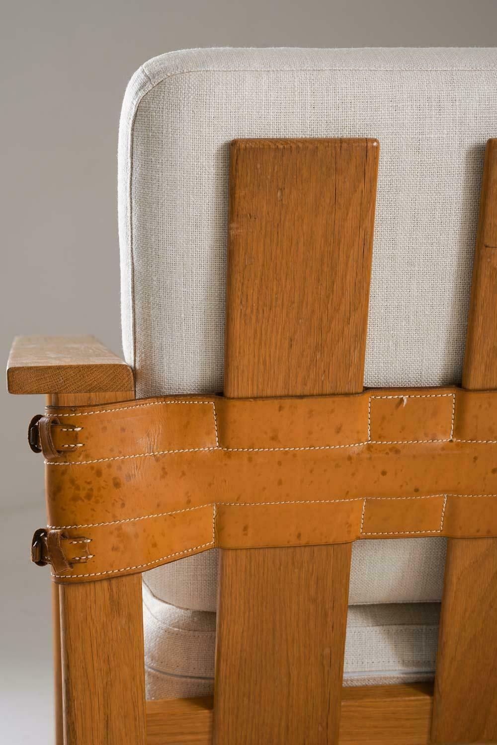 Scandinavian Midcentury Lounge Chairs In Oak And Leather By Nils Roth, 1960s photo vintage