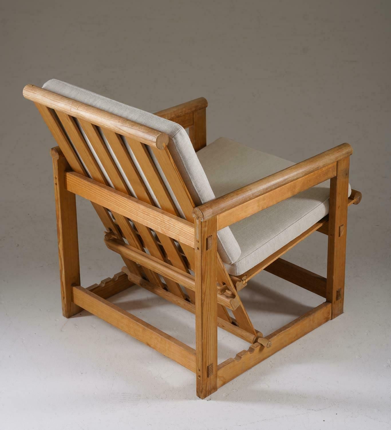 Scandinavian Lounge Chair In Pine, Model "Trybo" By Edvin Helseth, 1960s photo for sale