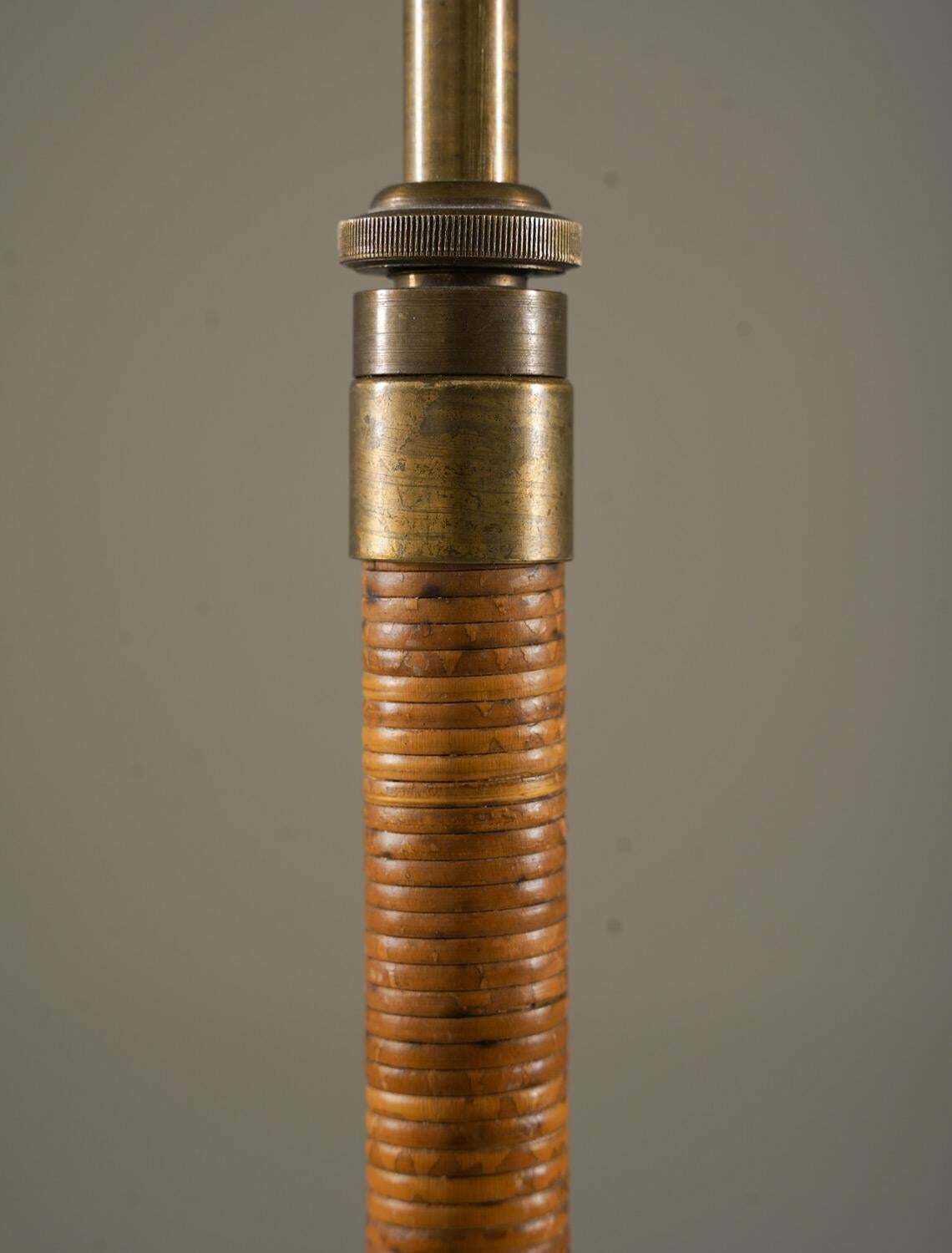 Swedish Modern Floor Lamp In Rattan And Brass, 1940s photo buy