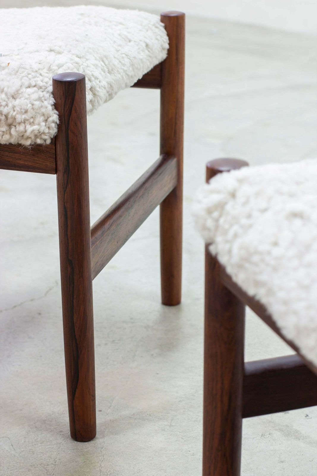 Pair Of Stools With Sheepskin By Hugo Frandsen photo Furniture