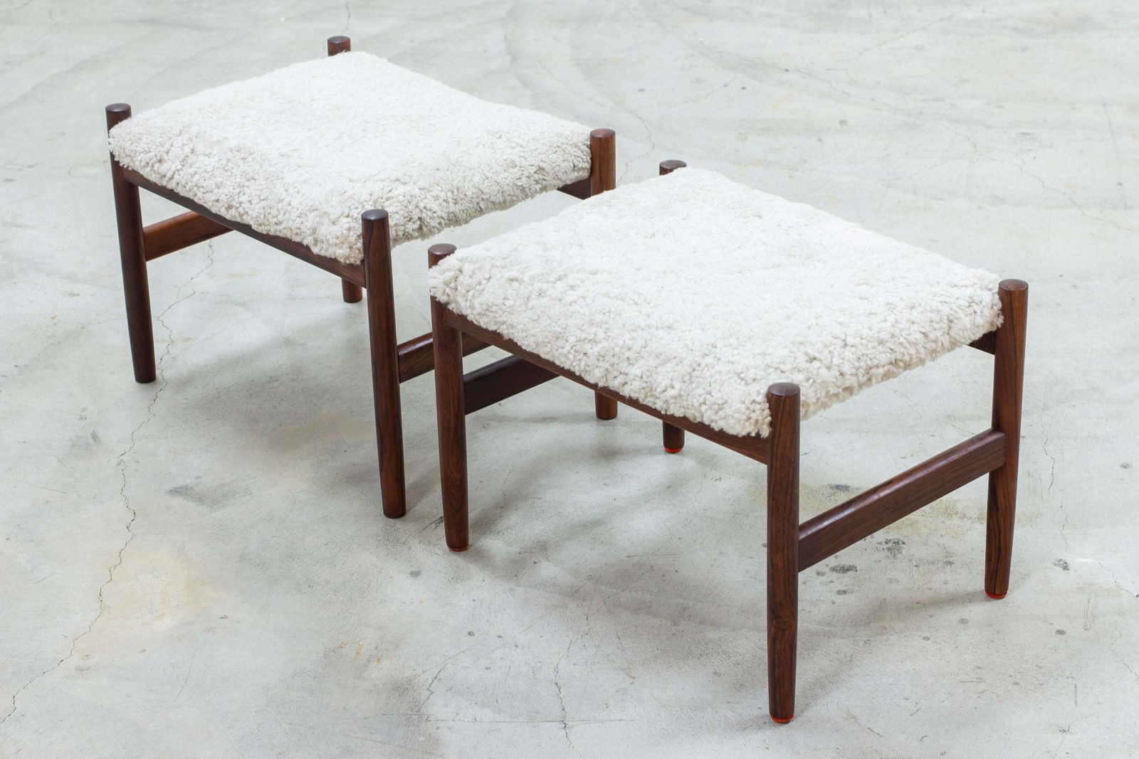 Pair Of Stools With Sheepskin By Hugo Frandsen photo vinterior