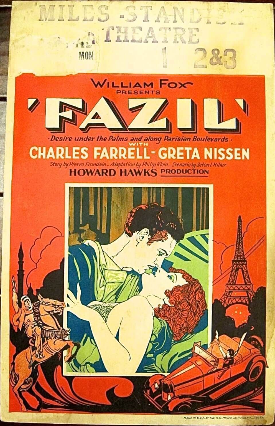 Fazil , Original Us Movie Poster, 1928, Art Deco