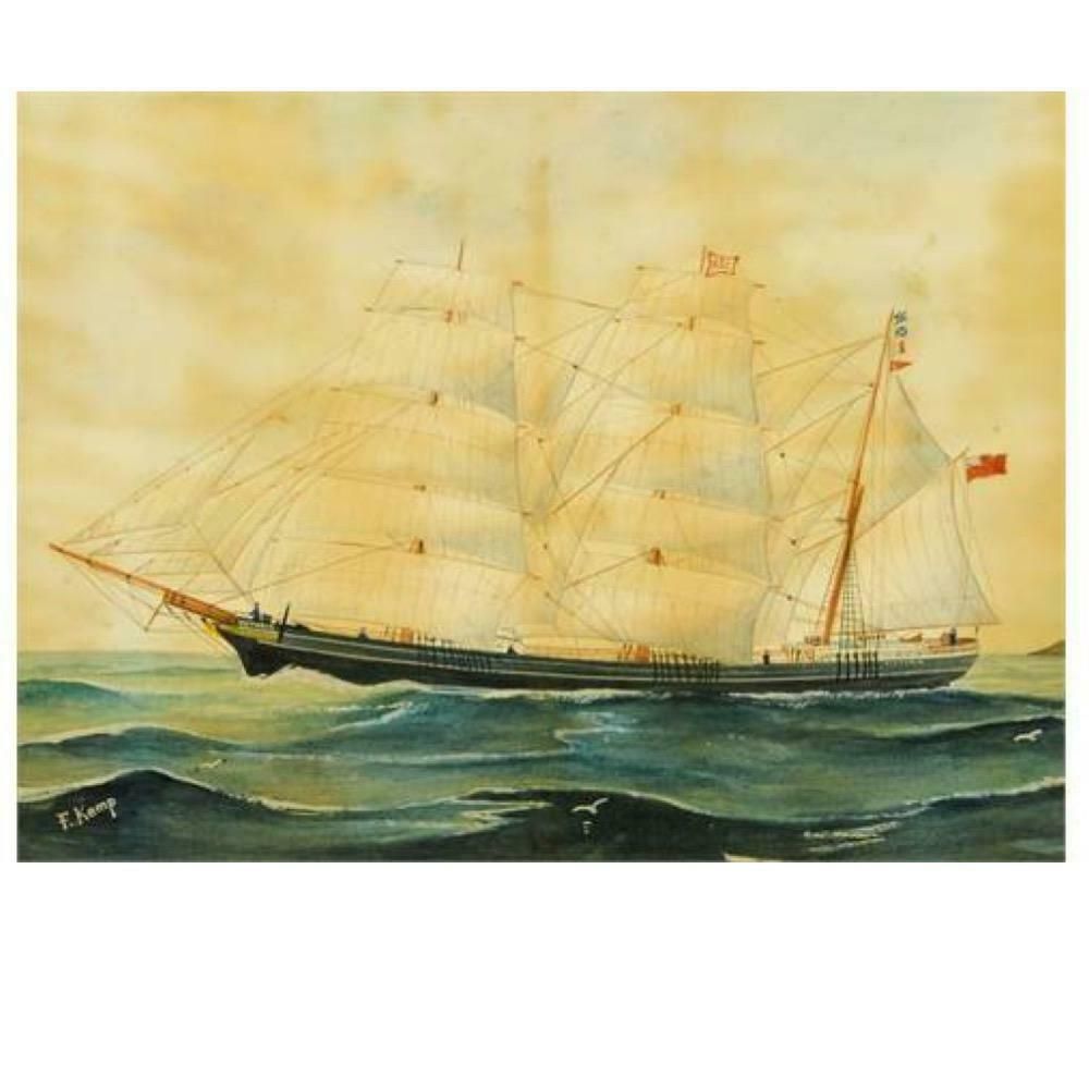 Naive 19th Century Watercolour Of Clipper 'Victoria'
