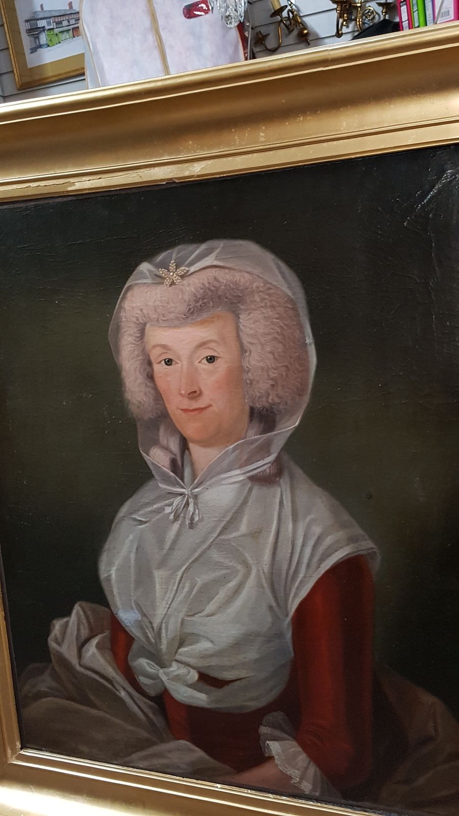 18th Century Oil On Canvas Portrait Of A Woman