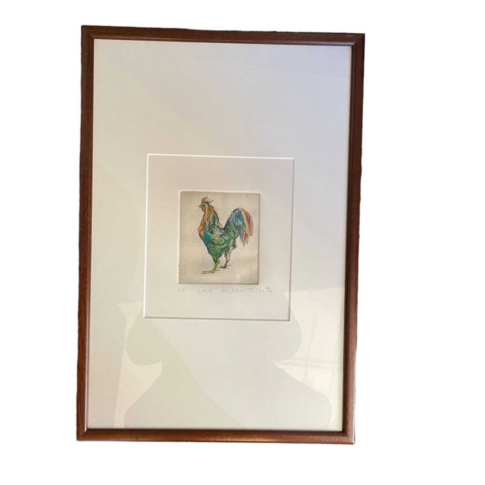 Nicola Hicks (B1960) Colour Artist's Proof Etching 'Cock'