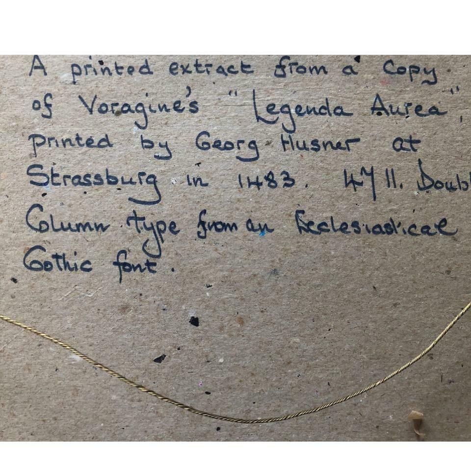 Framed 15th Century Extract From Voragines Legenda Aurea, 1483. photo furniture