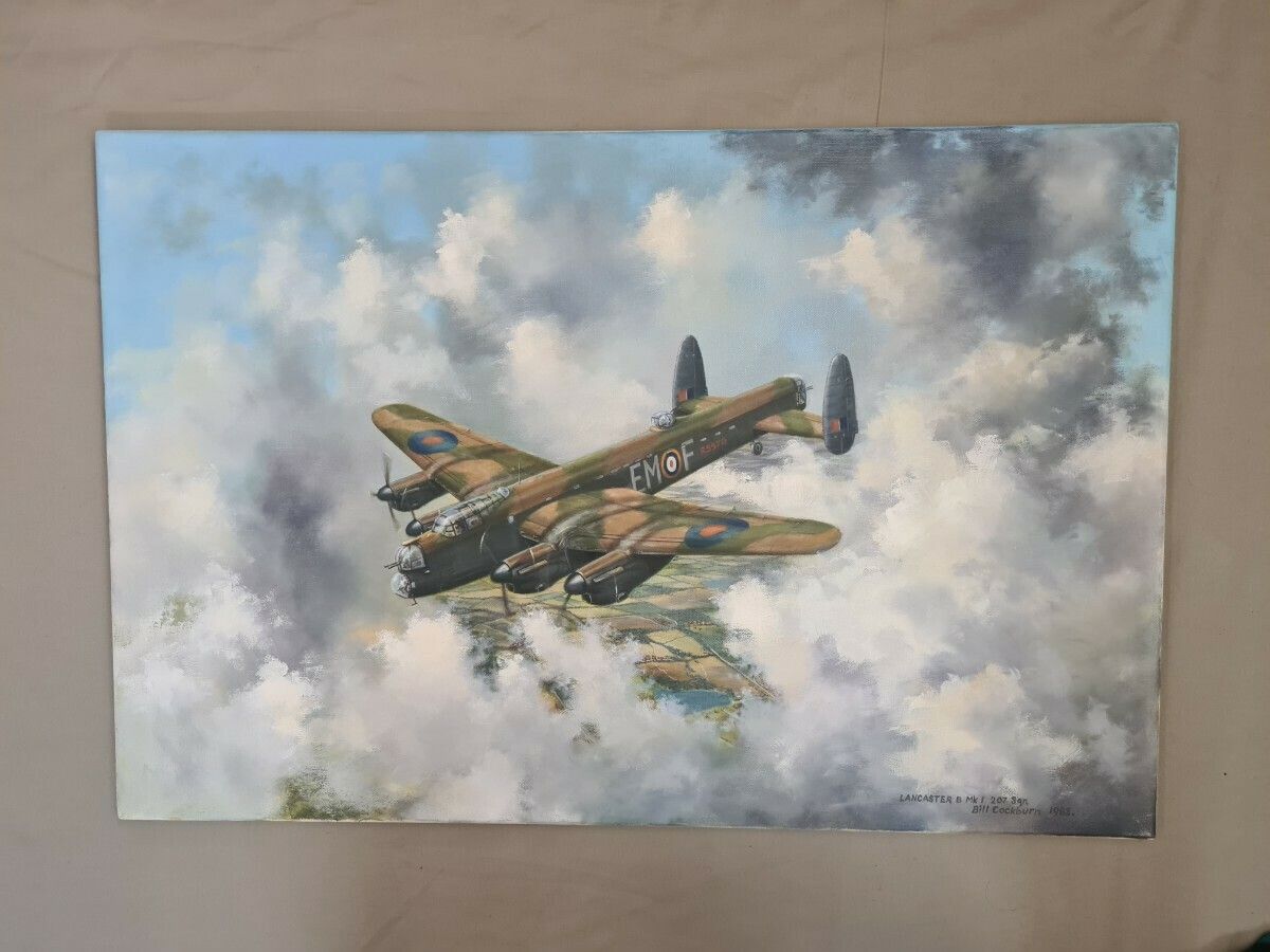 Bill Cockburn 1985 Painting Of A Lancaster. photo furniture