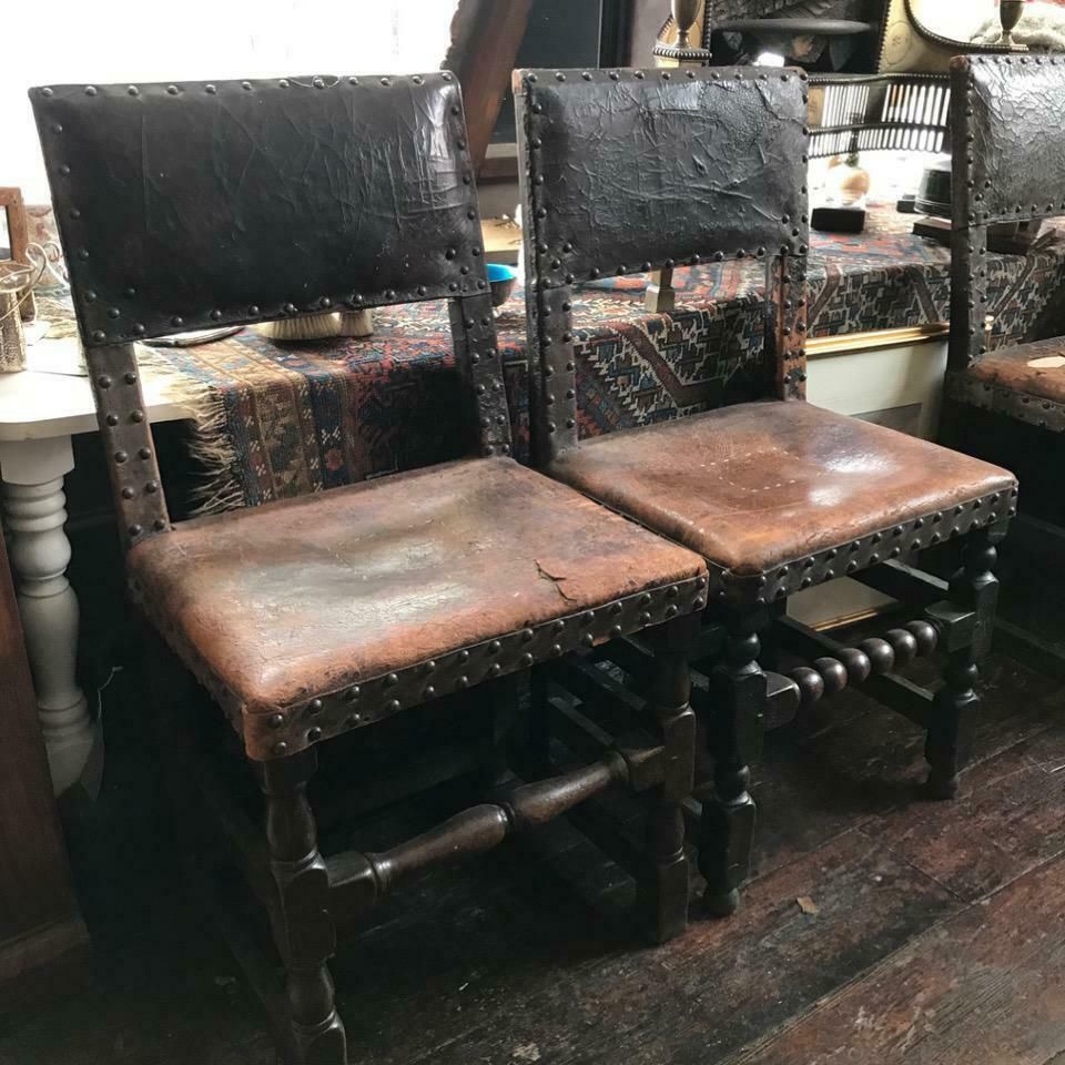 Rare Matched Set Of Ten 17th Century Oak Dining Back Stools, Circa 1680