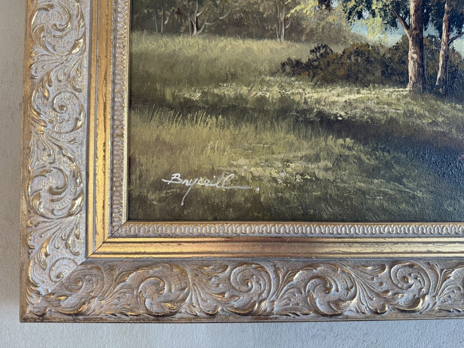 Vintage Oil Painting On Canvas English Summer Day Landscape Signed photo buy