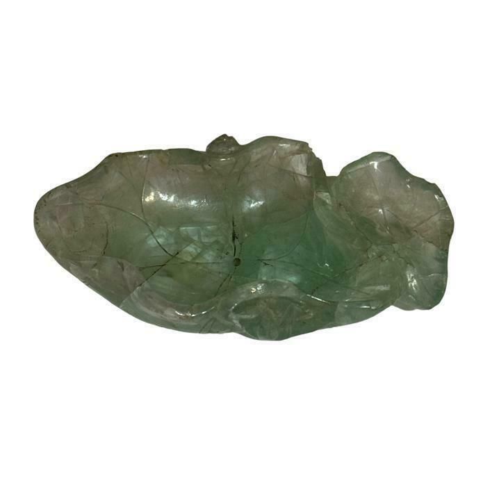 A 19th Century Carved Fluorite Brush Washer Of Lotus Form