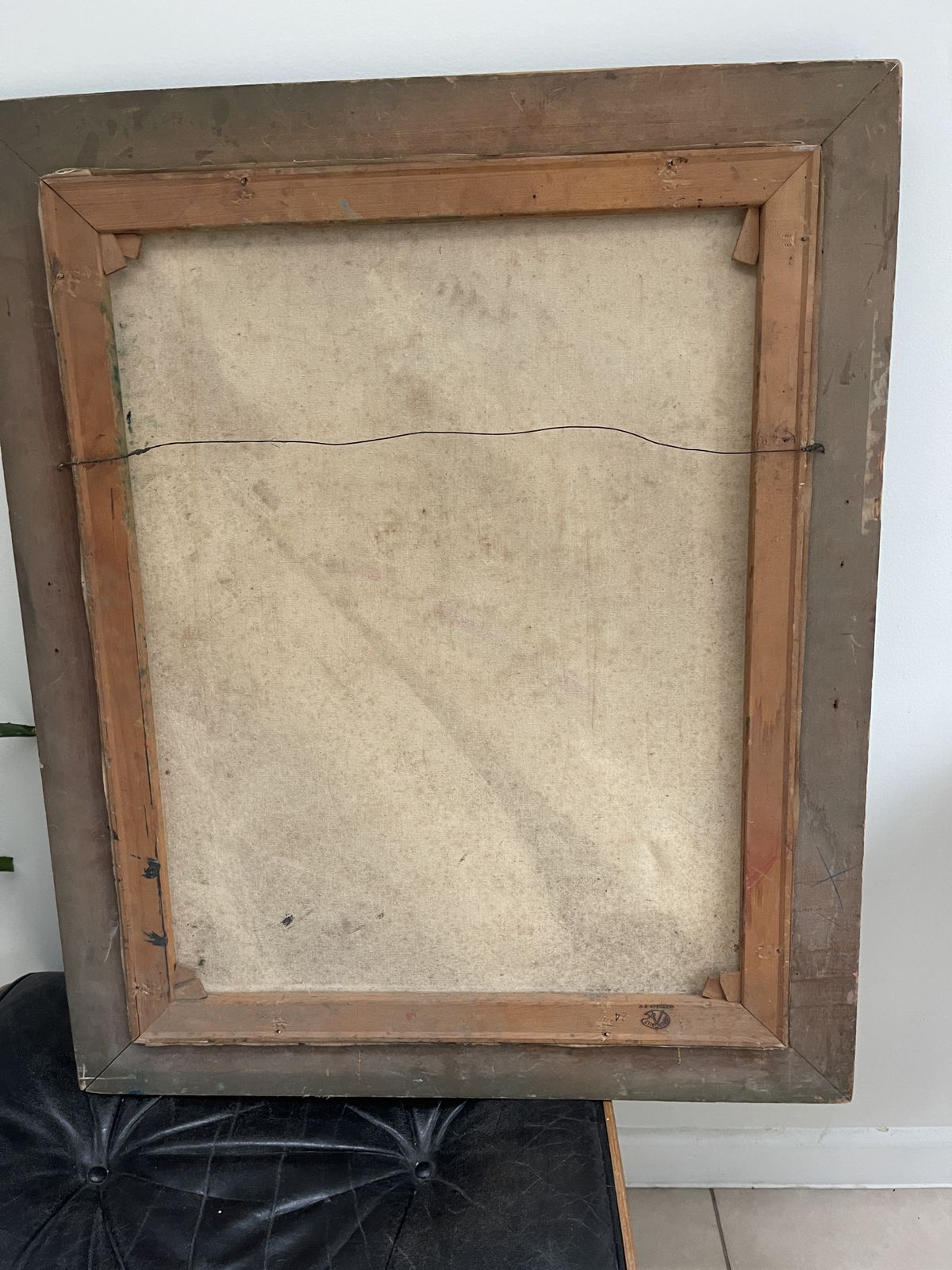 Abstract Surrealist Painting Oil On Canvas Mid 20th Century photo vintage
