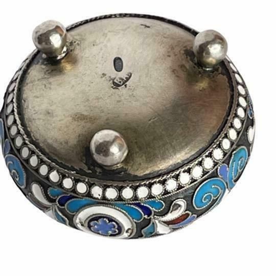 Imperial Russian Silver Cloisonné Enamel Salt By Vasilij Dmtrev, Cira 1895 photo furniture