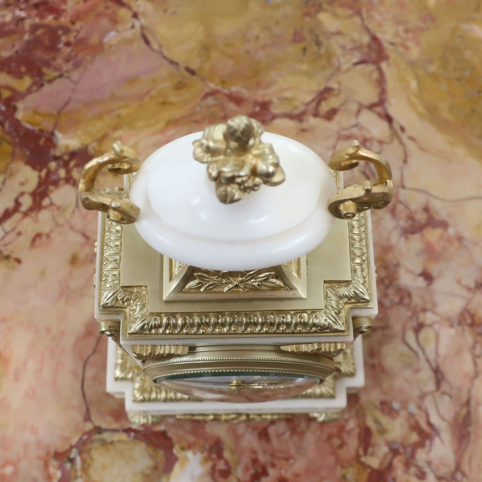 French Louis XVI Style Marble And Bronze Gilt Clock Set By Samuel Marti photo vintage