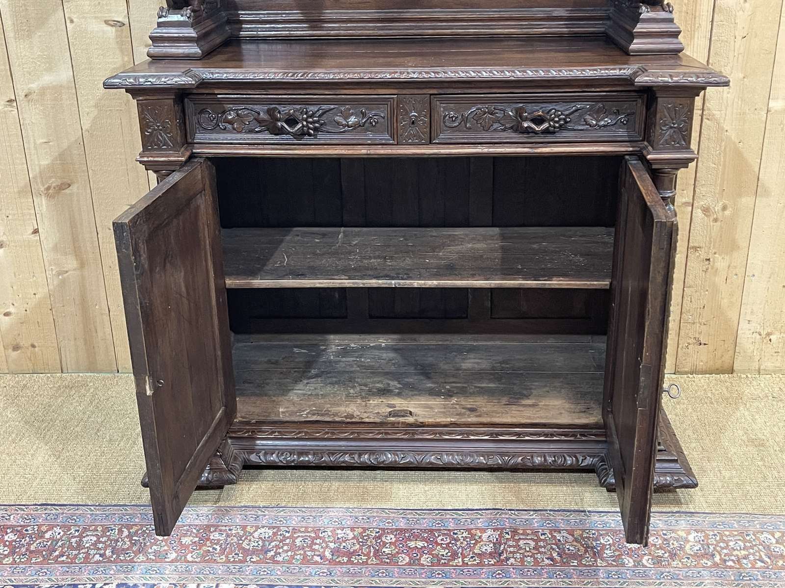 Renaissance 2 Body Sideboard On The Theme Of Hunting And Fishing, 19th Century Work In Oak photo 1960.0