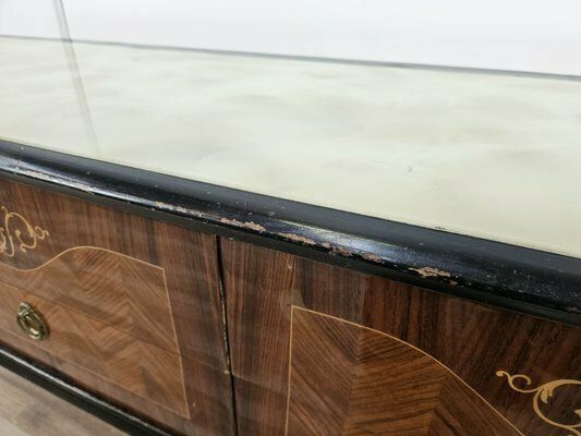photo vinterior Bedroom Dresser With Six Drawers And Colored Glass Top, 1960
