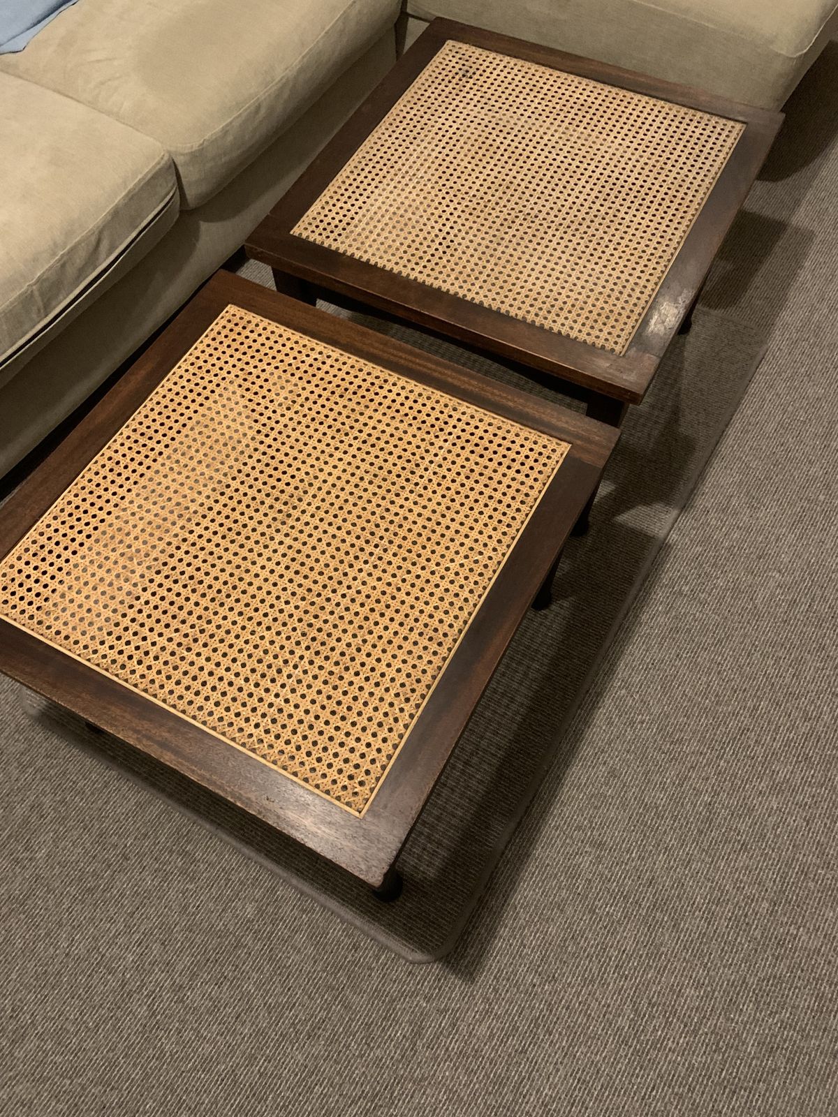 Matching Pair Of Rattan Side/Luggage Tables photo vinterior