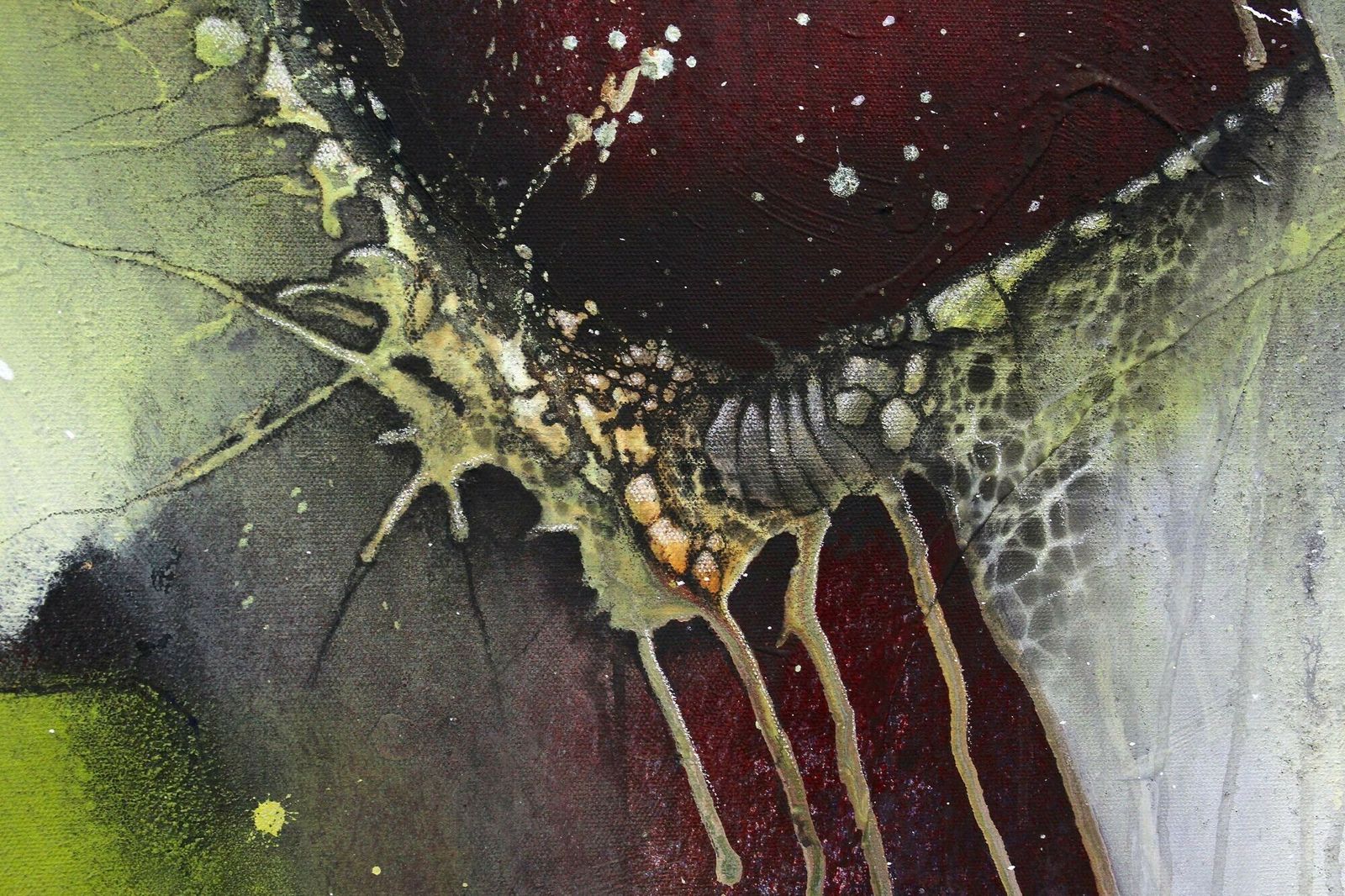 Abstract Painting "Crawfish Vs. Turtle", Acrylic On Canvas By Ms, Austria 2021 photo vintage