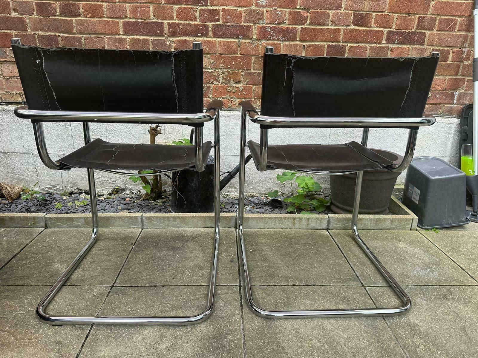 Set Of 2 Mid Century Model Mg5 Leather Chairs By Marcel Breuer, 1970’s photo furniture