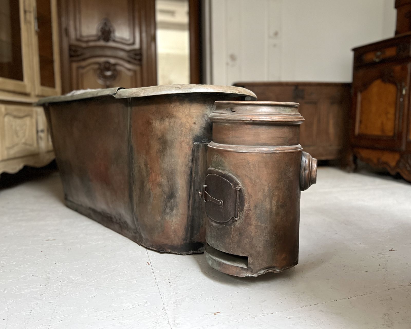Antique French Bath Tub Decorative Garden Planter photo for sale