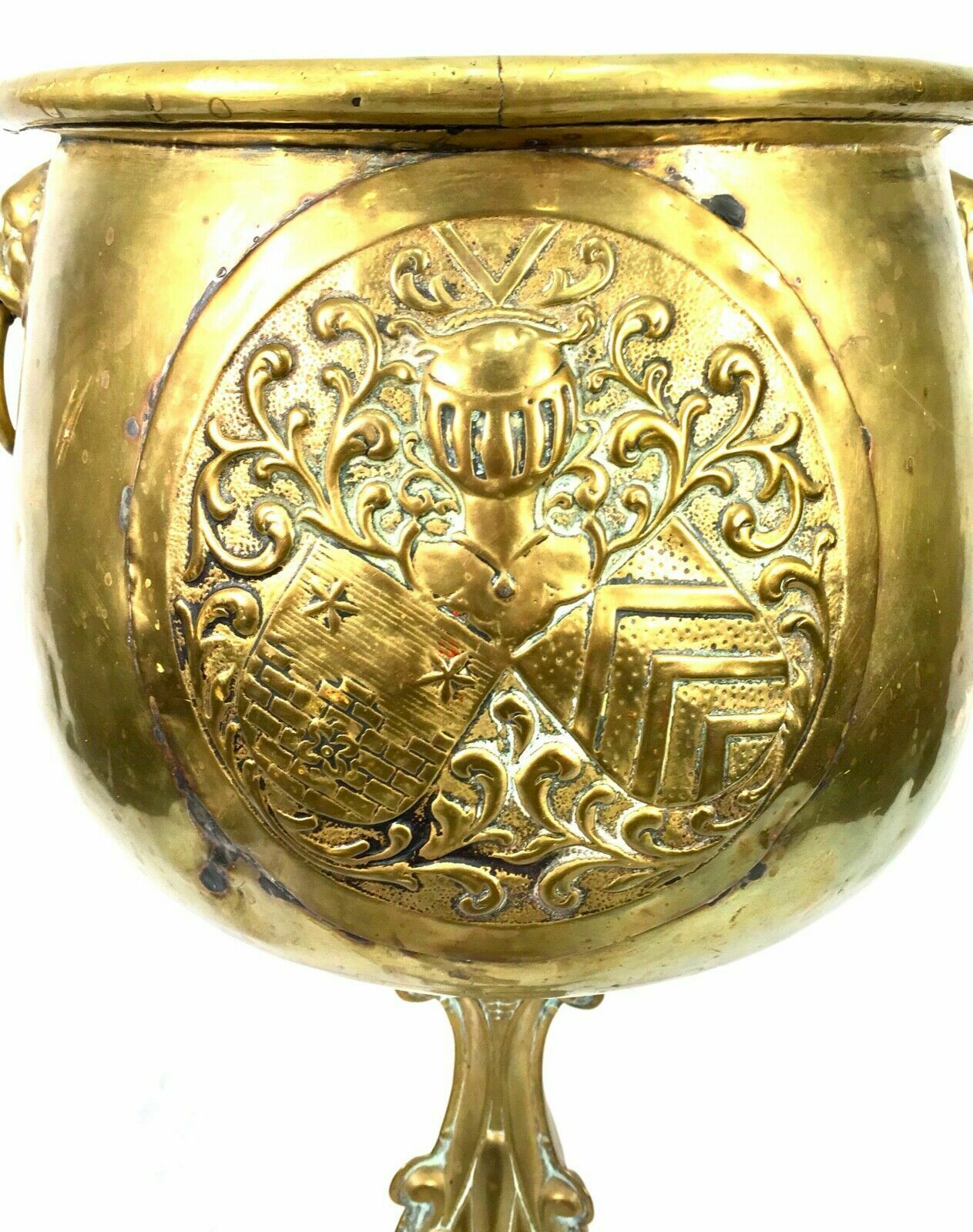 Antique Large Floor Standing Brass Jardiniere / Plant Pot / Planter C.1900 photo 239.0