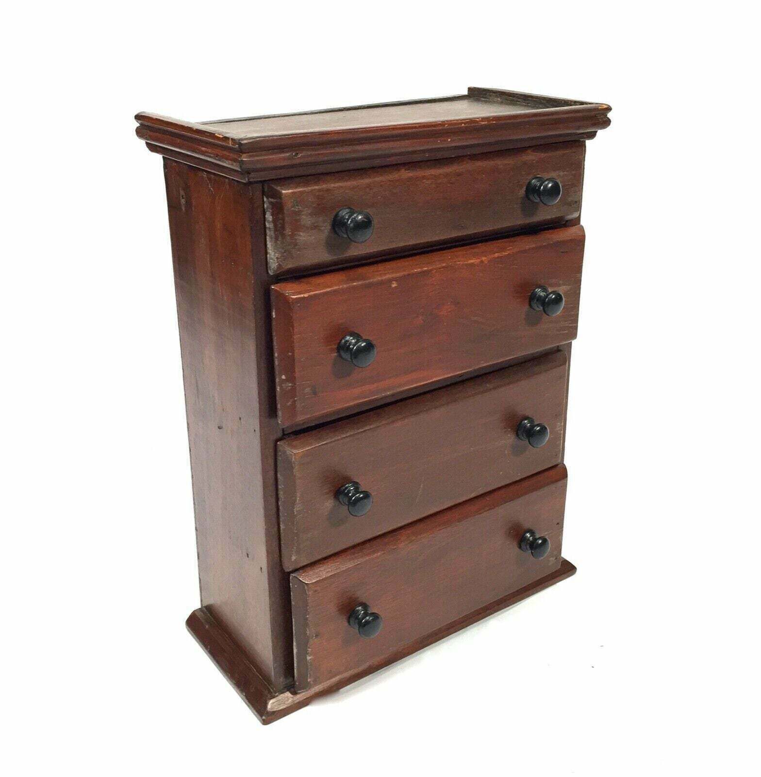 Antique Miniature Tabletop Wooden Chest Of Drawers C.1900 / Apprentice Furniture