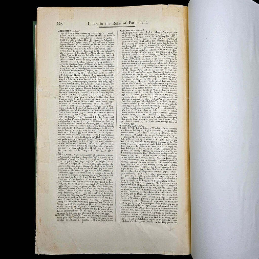 295.0 Large Antique Reference Book, Index, Rolls Of Parliament, English, William IV photo