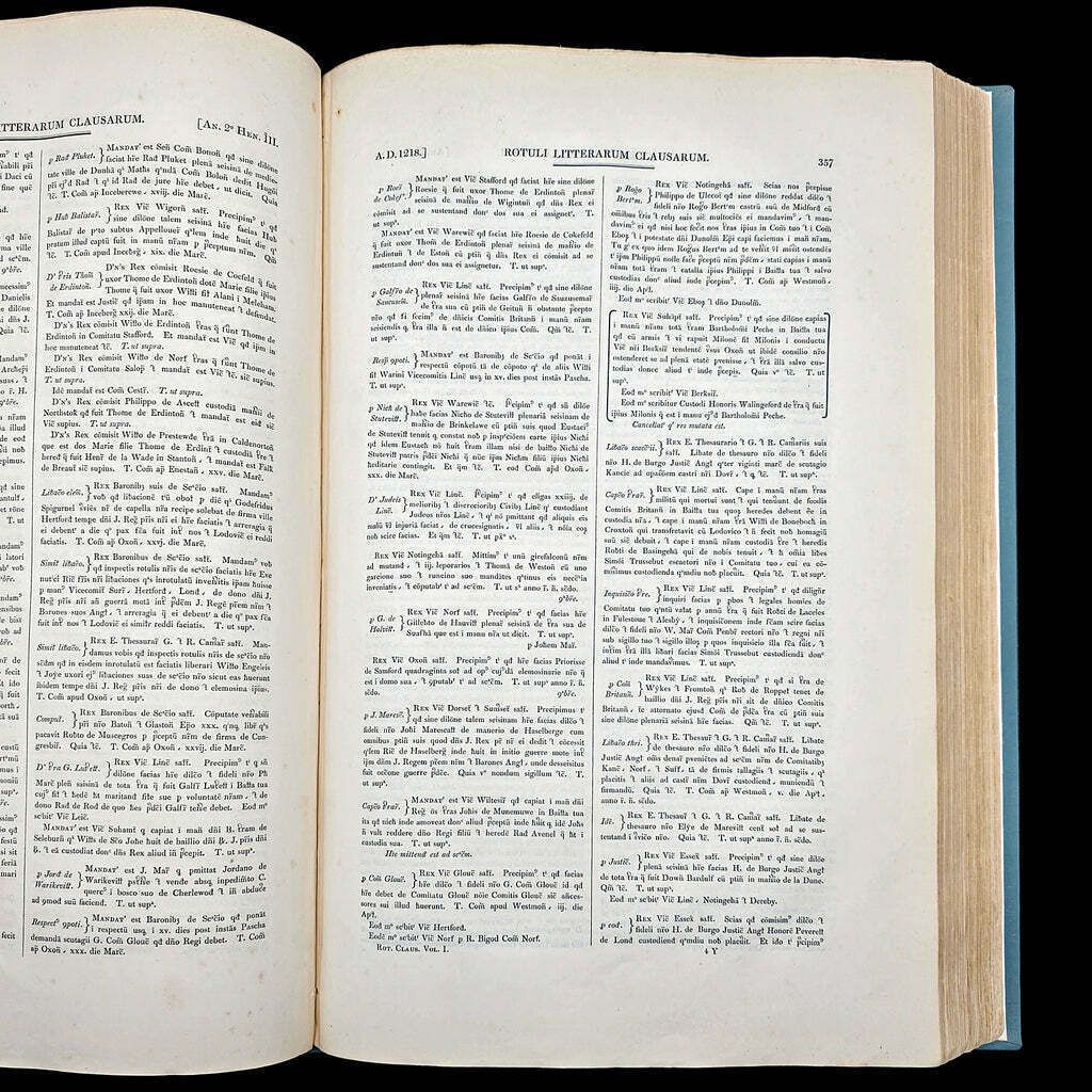 photo furniture Large Antique Reference Book, The Close Rolls, Latin, Public Record, William IV