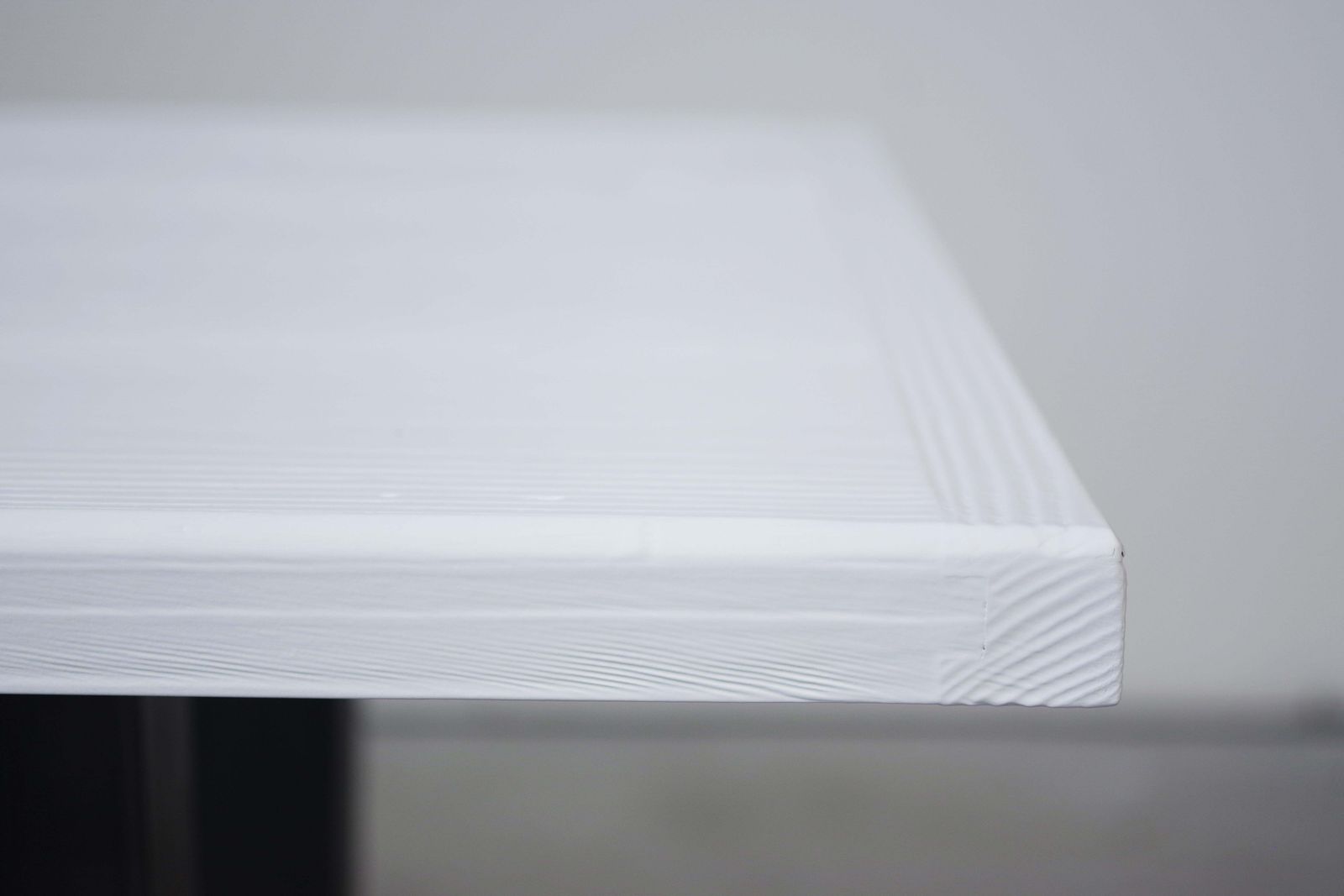 Handcrafted White Lacquered Brushed Fir Table With Iron Legs, 2020 photo for sale