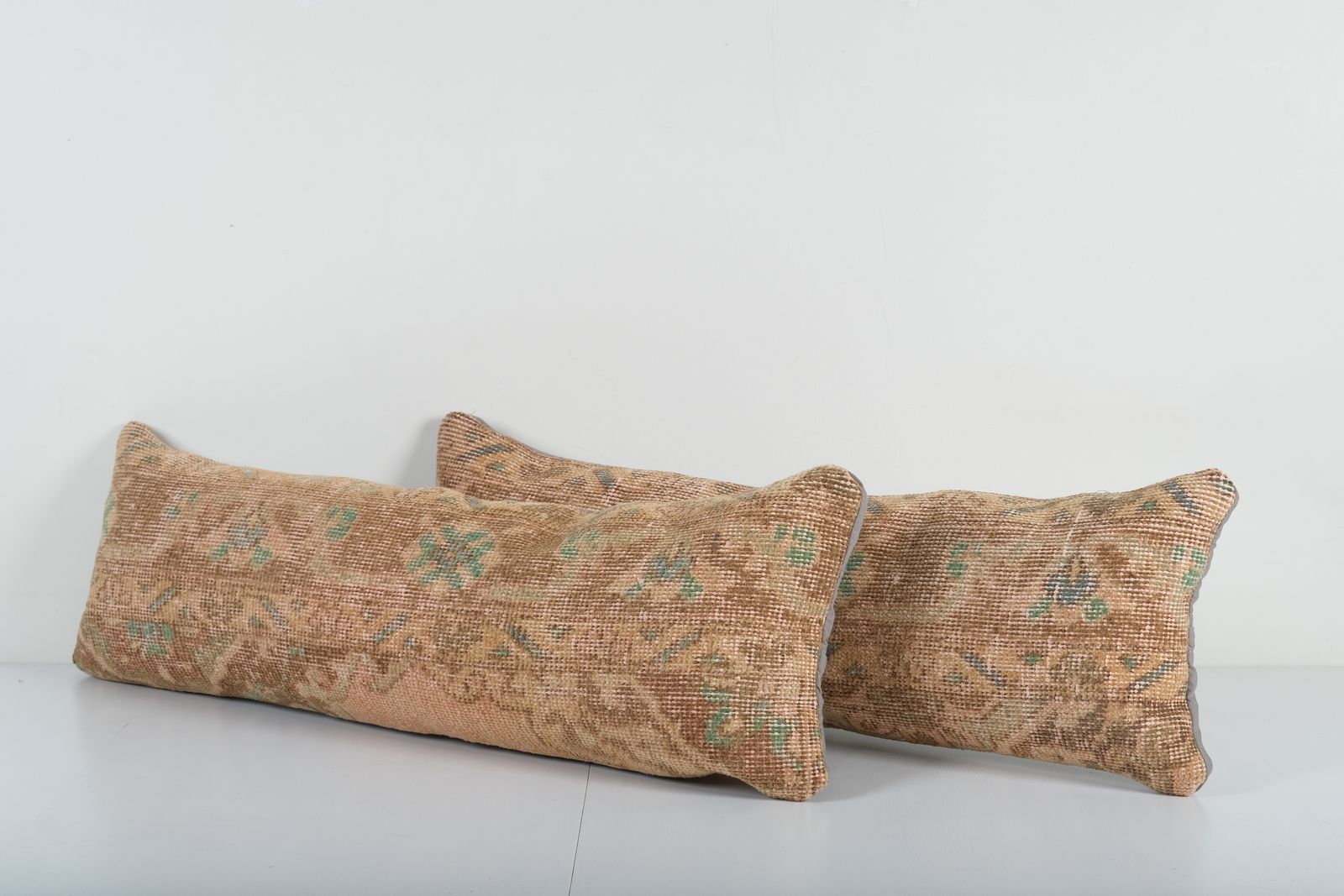 Turkish Oushak Rug Lumbar Pillow Covers   Set Of Two Faded Bedding Wool Cushions For Unique Decor photo furniture