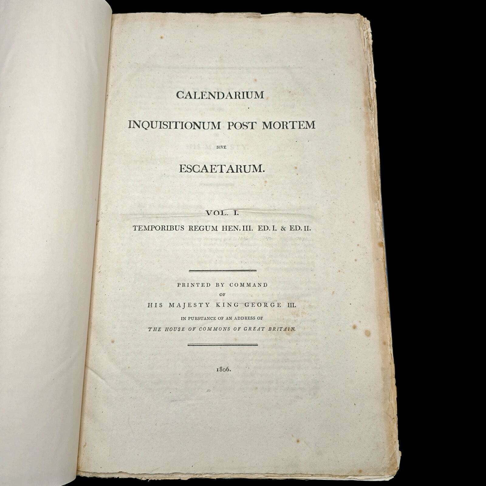 Antique Reference Book, Calendarium Inquisitionum Post Mortem, Latin, Georgian photo for sale