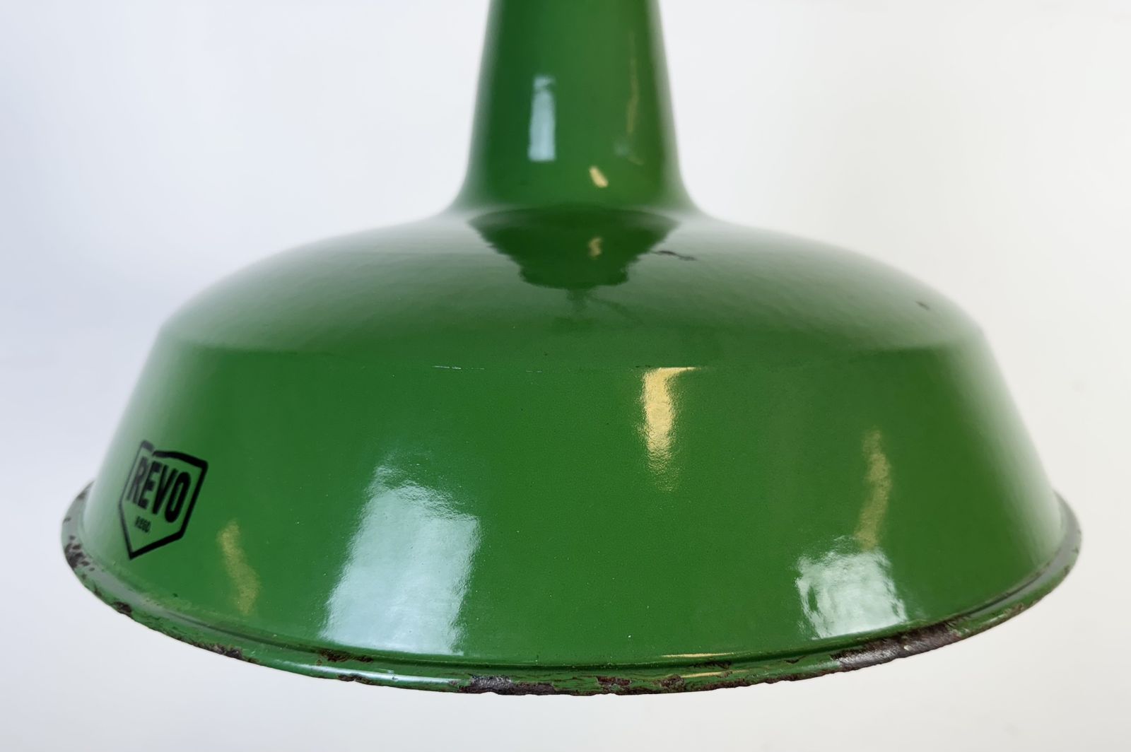 photo buy Industrial Green Enamel Factory Pendant Lamp From Revo, 1950s, 4x