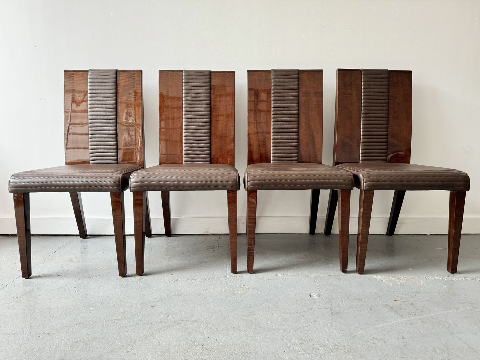 Set Of 4 Contemporary Wooden Dining Chairs photo furniture