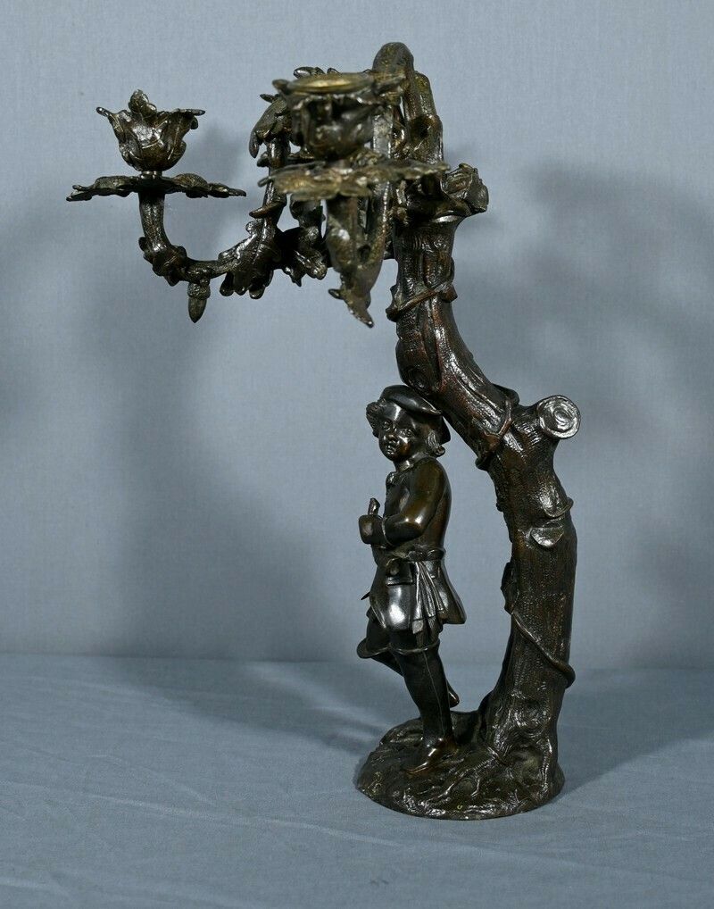 Candelabra In Patinated Bronze – Late 19th Century photo vintage