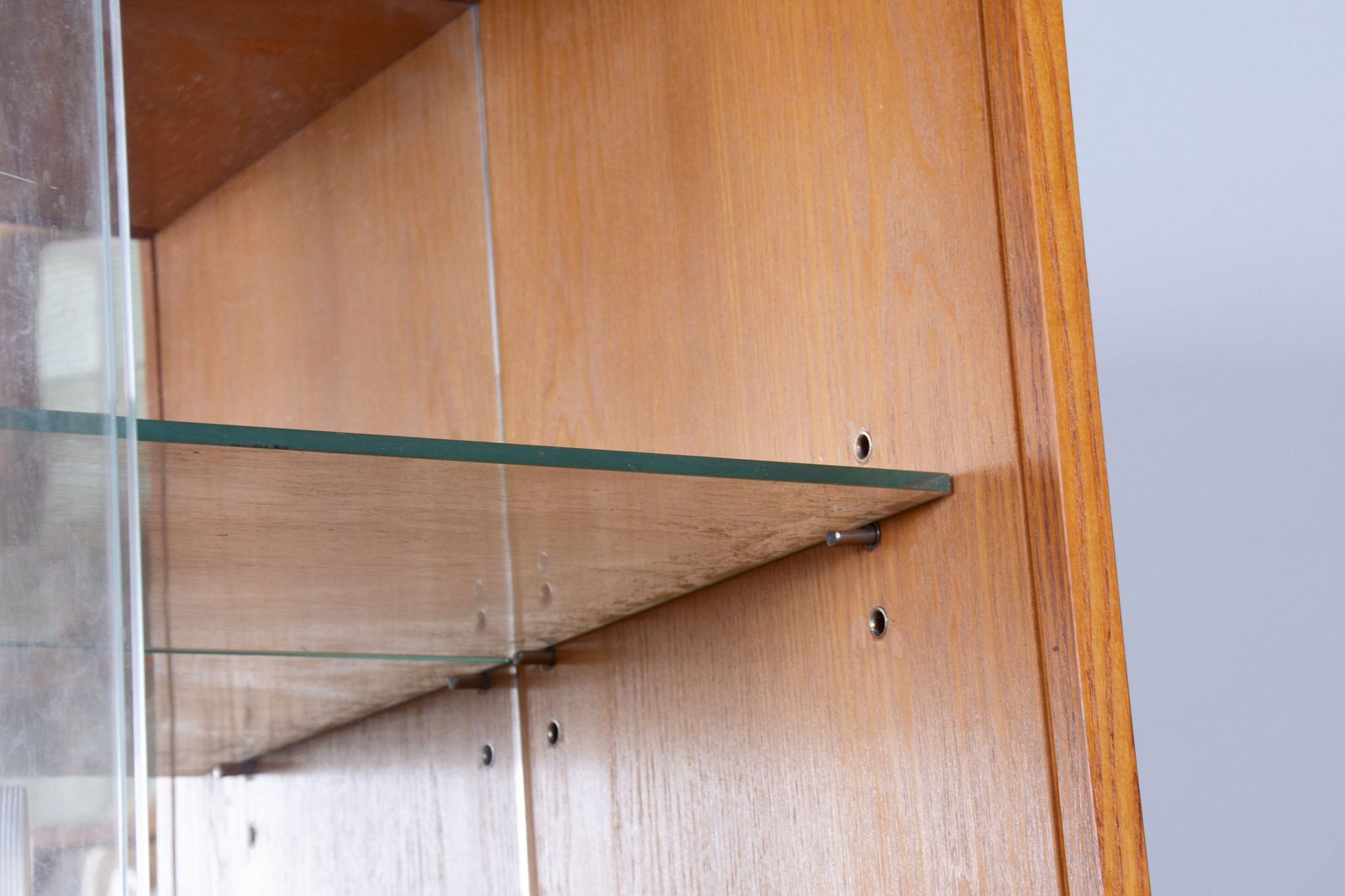 Restored Art Deco Display Cabinet , Oak And Glass, Czech, 1940s photo Furniture