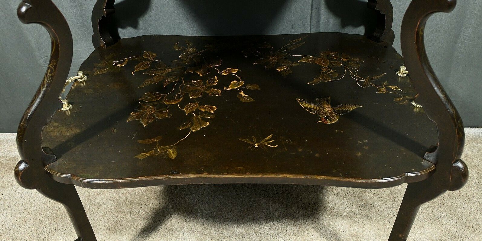 1620.0 Lacquered Wooden Tea Table With Asian Decorations – Late 19th Century photo