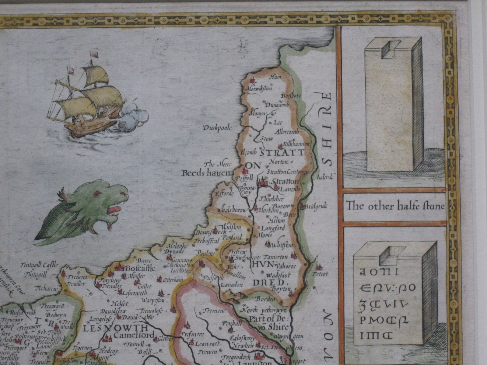 photo furniture A Fine Example Of John Speed's Decorative Map Of Cornwall, From Speed's ‘Theatre Of Great Britain.’ Bassett And Chiswell 1676 Edition.