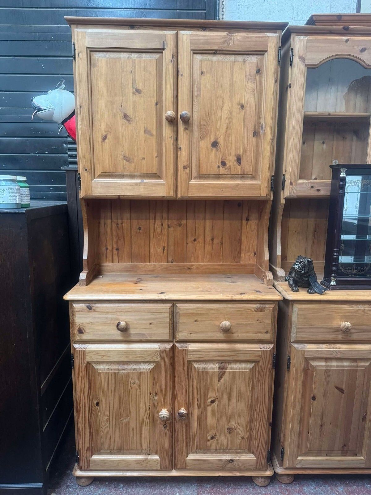Small Pine Country Farmhouse Pine Welsh Dresser Cupboard Storage
