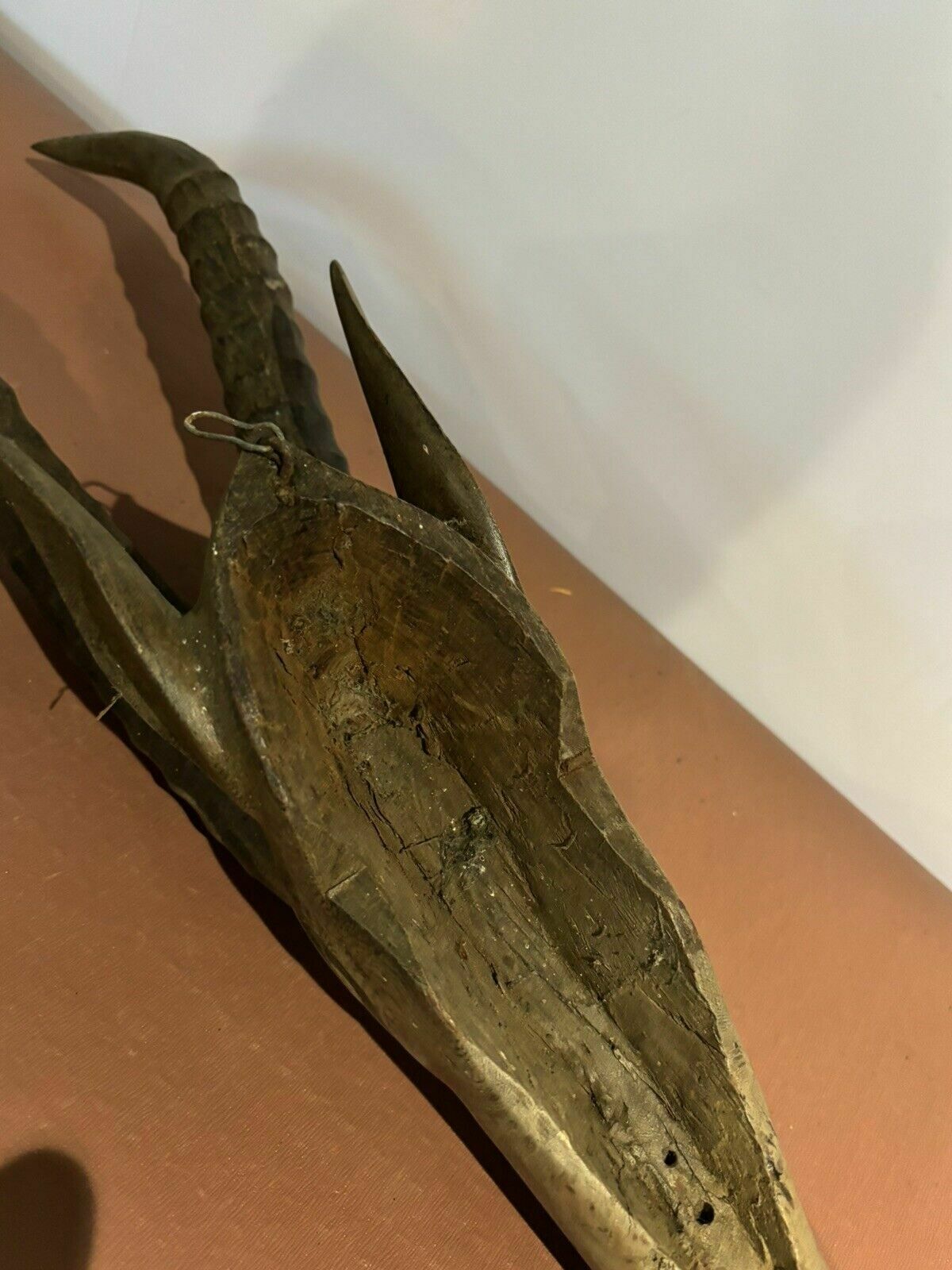 Carved Wooden Antelopes Head With Wall Mounting Bracket photo Art