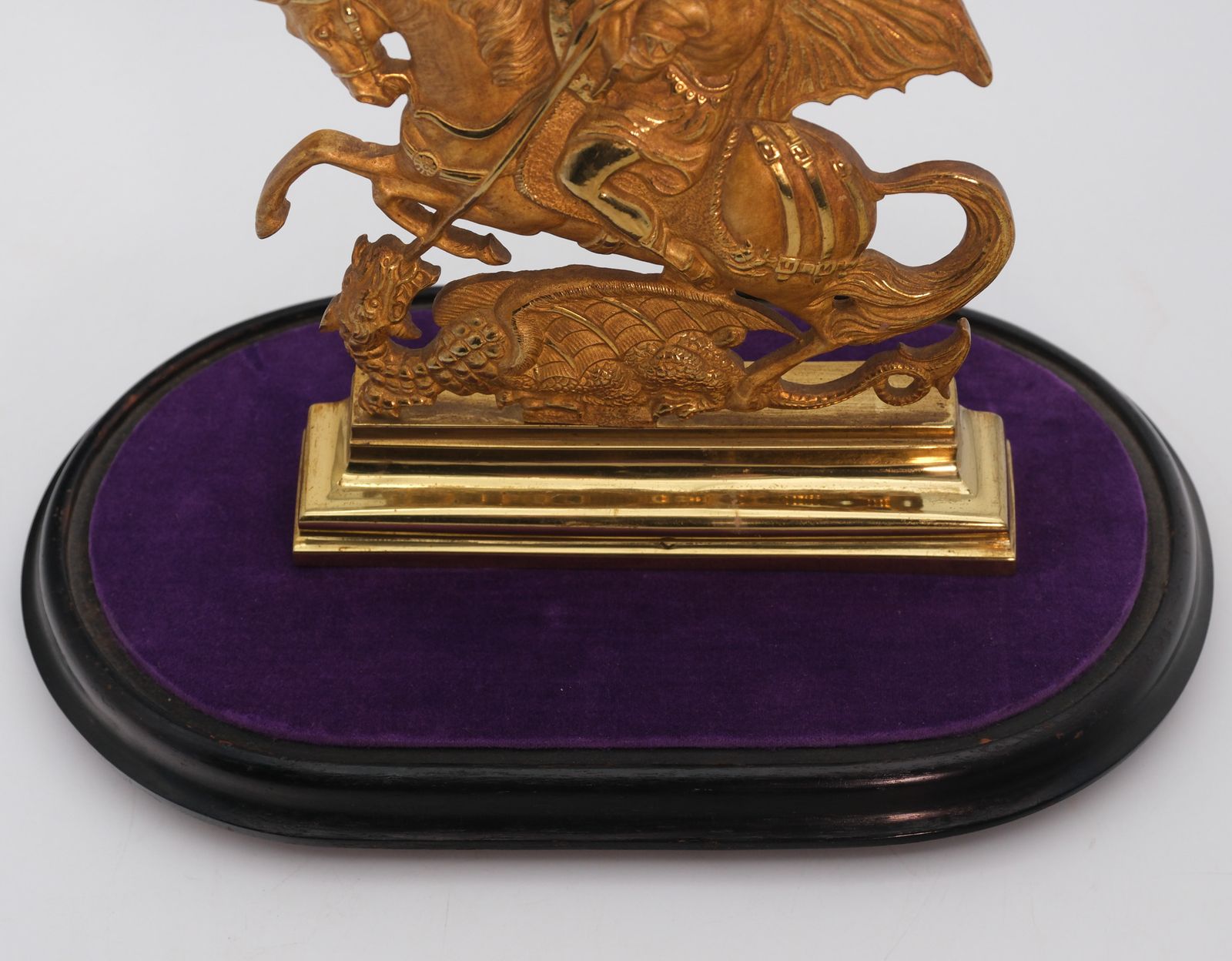 19th Century Bronze & Ormolu Saint George & The Dragon In Domed Glass Display Cloche Circa 1860 photo 1165.0