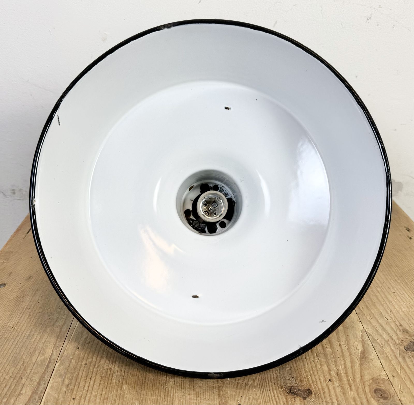 photo vintage Industrial French Dark Green Enamel Factory Pendant Lamp, 1960s, 5x