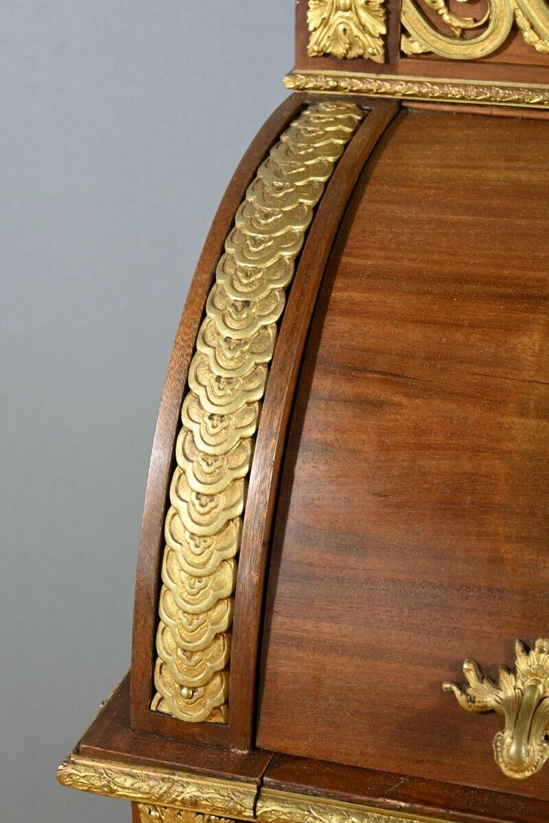 6900.0 Louis XVI Style Mahogany Cylinder Desk – Part 2 Of The 19th Century photo