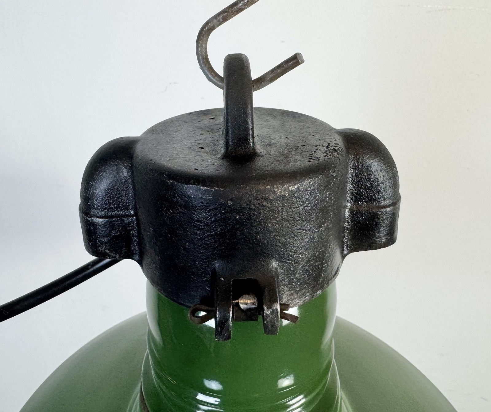 Industrial Green Enamel Factory Pendant Lamp, 1960s photo for sale