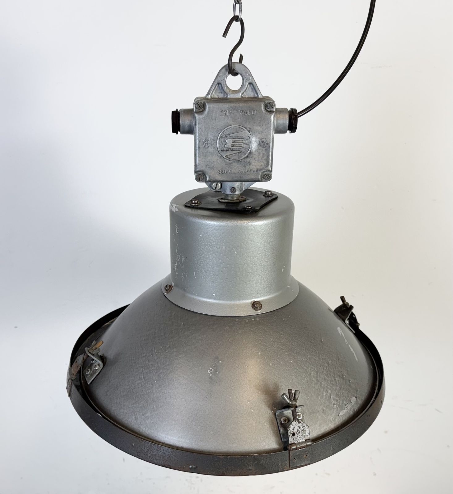 photo buy Industrial Grey Hammer Paint Pendant Lamp From Elektrosvit, 1960s, 4x