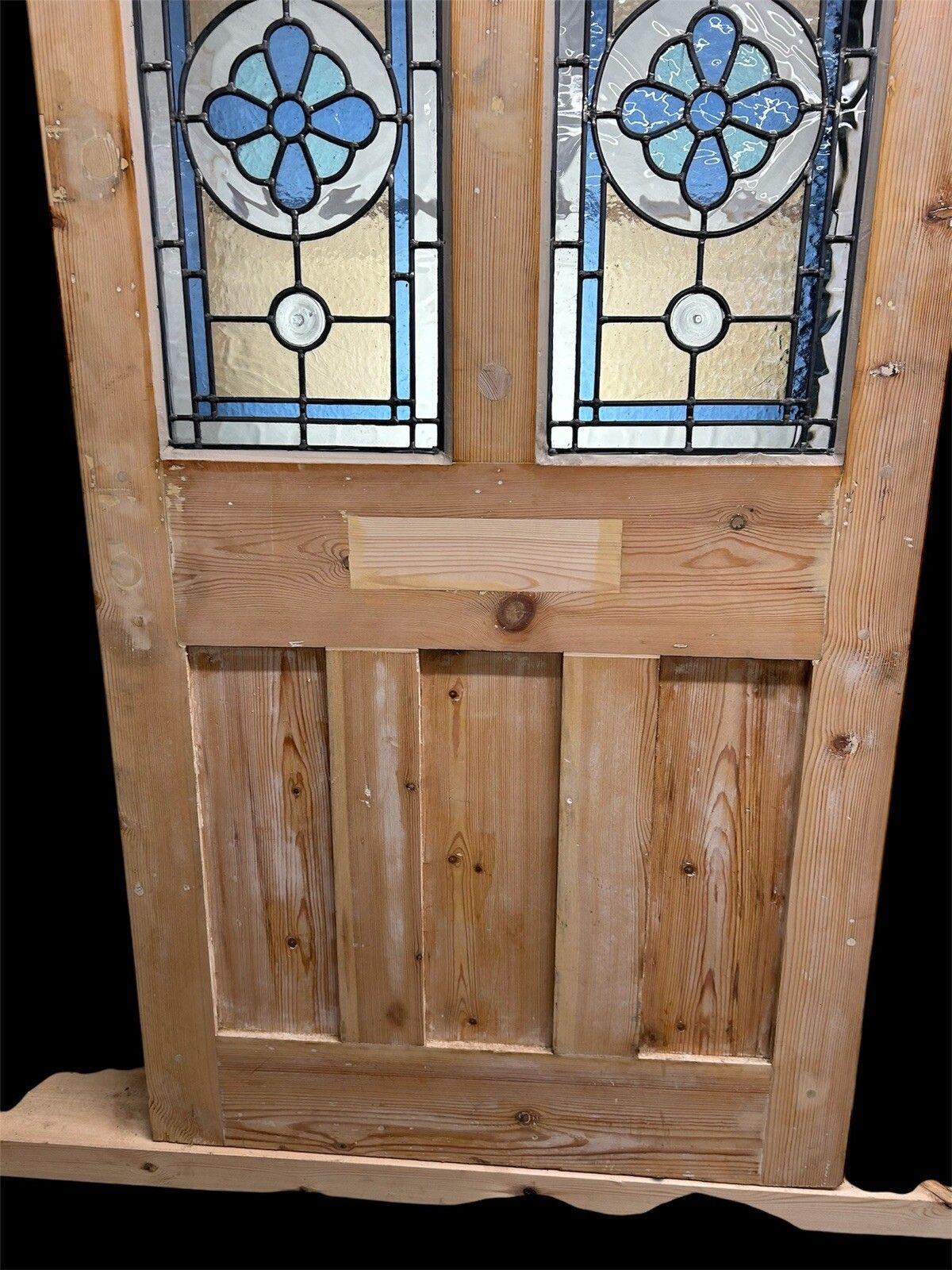photo for sale Edwardian Stained Glass Front Door Old Antique Period Reclaimed Leaded Wood Refu