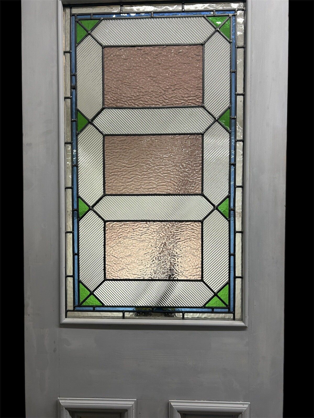 Art Deco Stained Glass Front Door Period Old Reclaimed Antique Wood Leaded 20 30 photo Home Fixtures