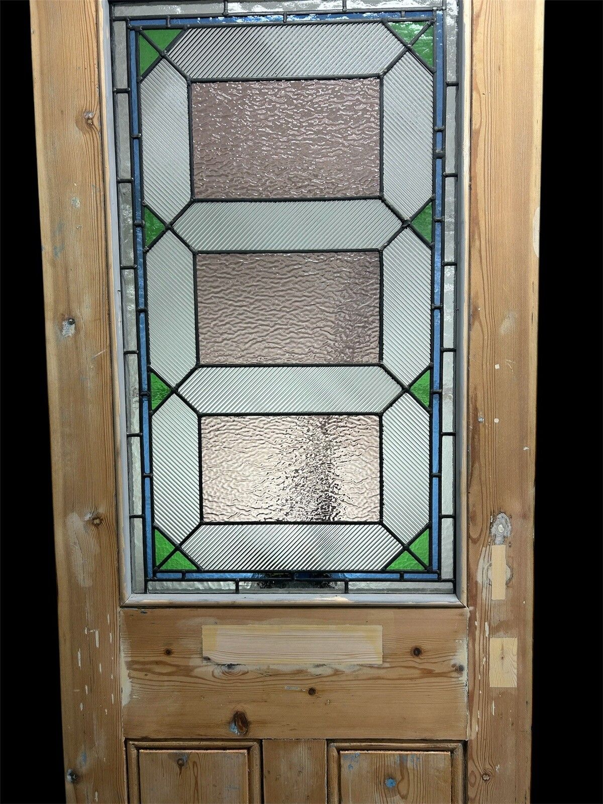 photo for sale Art Deco Stained Glass Front Door Period Old Reclaimed Antique Wood Leaded 20 30