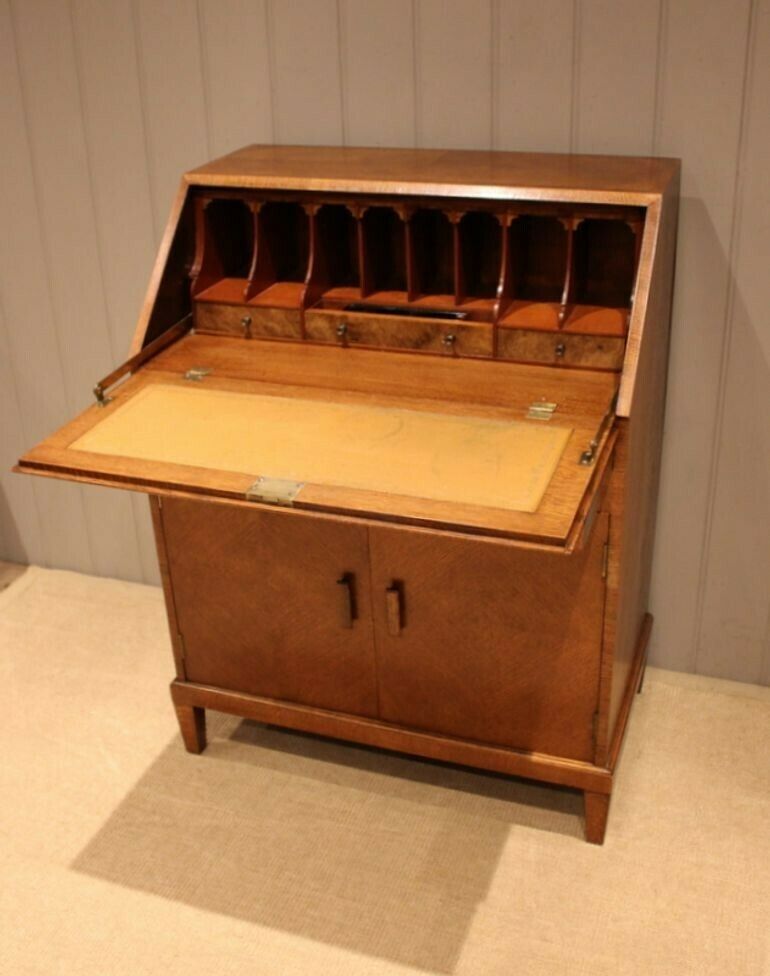 Light Oak Bureau, 1930s, Vintage photo Furniture