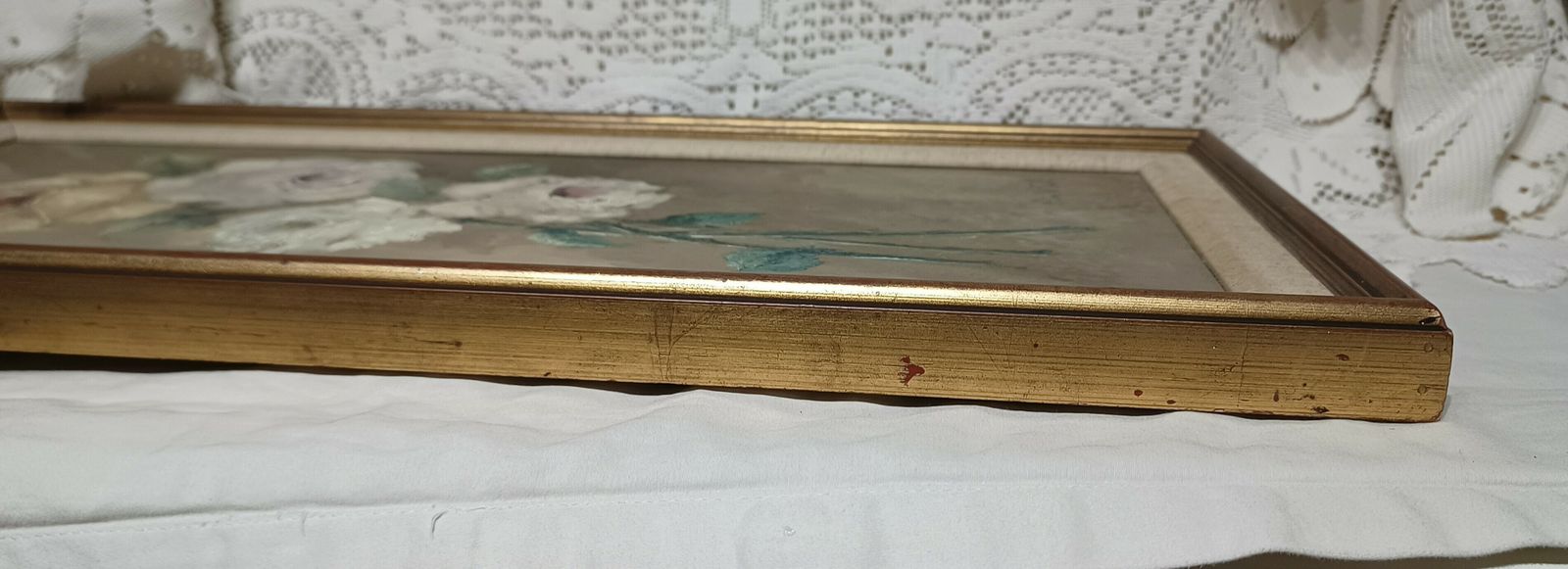 photo furniture Italian Floral Oil Painting Italian Roses Signed Elio Vitali .